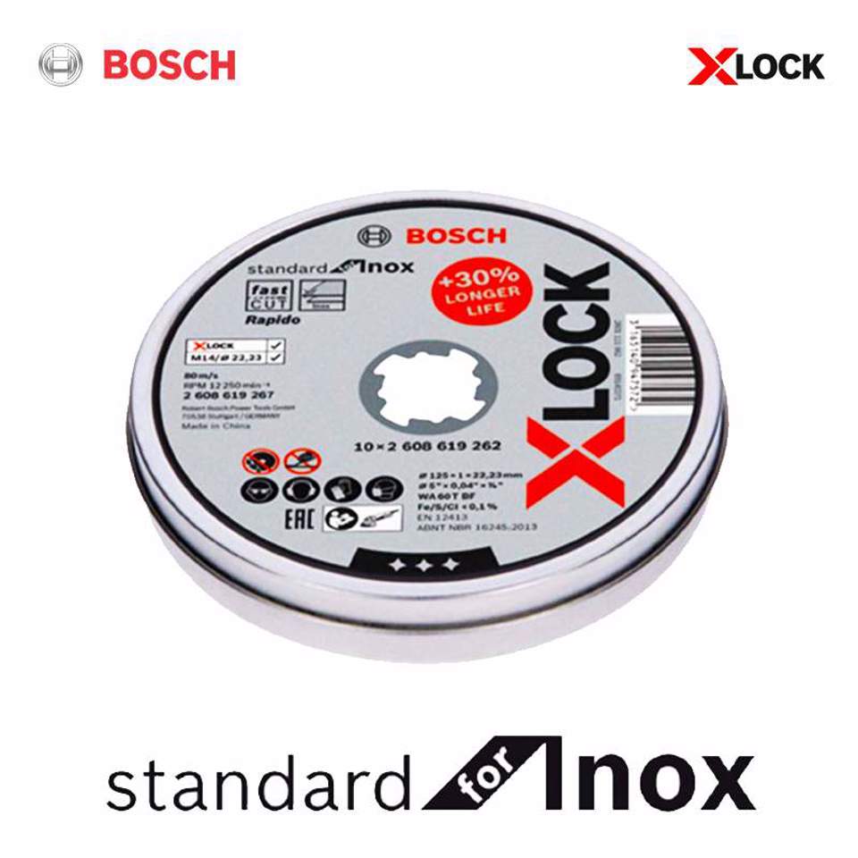 BOSCH-X-LOCK-Lata-de-10-discos-de-corte-Inox-125x1mm